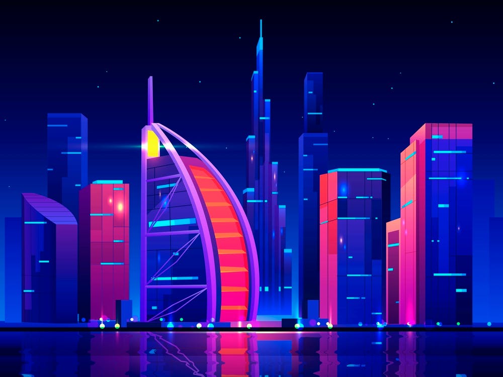 Synthwave Neon City - Dubaï, Émirats Arabes Unis
