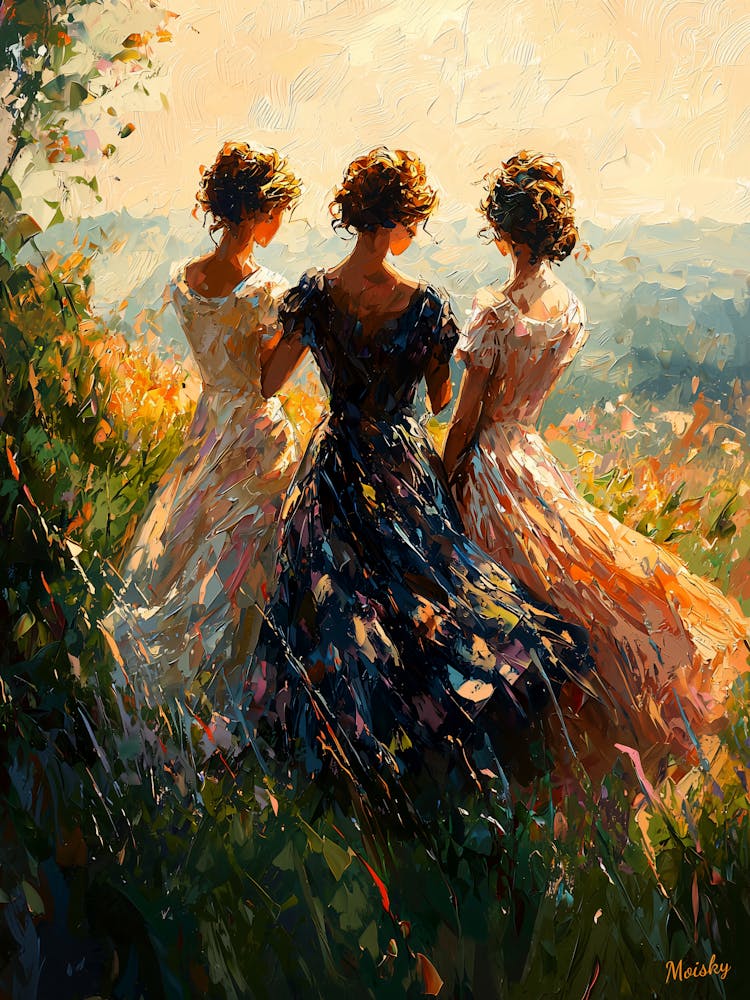The Three Graces Reimagined In Impressionism Poster