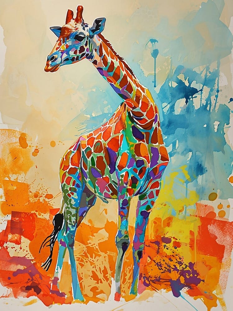 Giraffe Abstract Watercolour