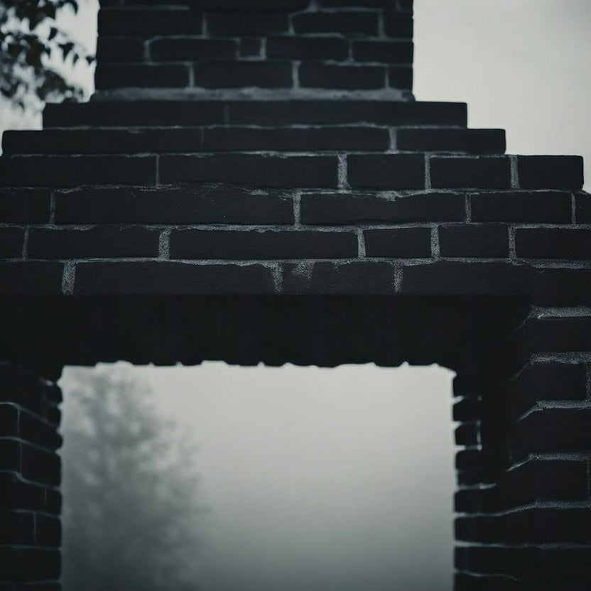 Brick Fireplace In The Fog