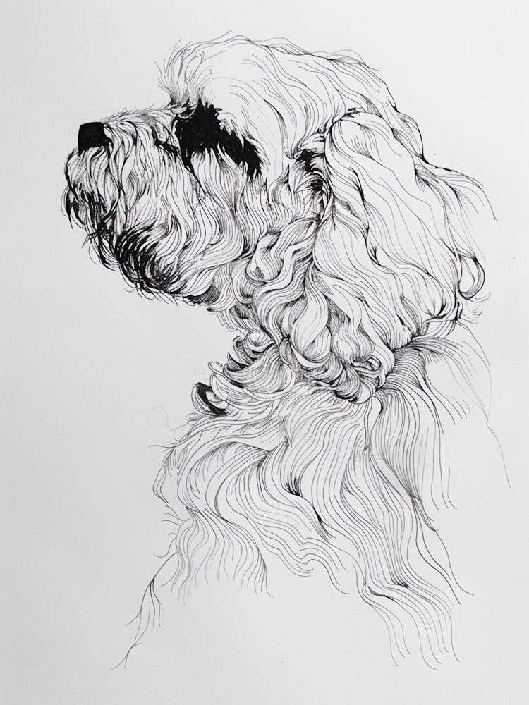 Lhasa Apso Dog Line Sketch 2