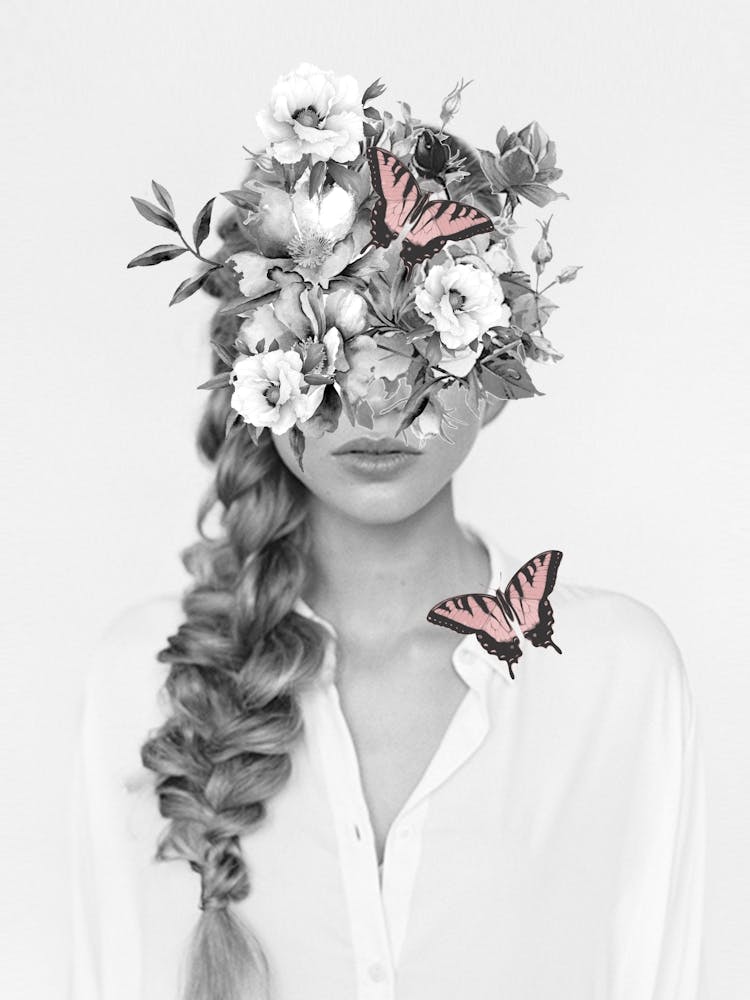 Woman With Flowers And Butterflies 9a