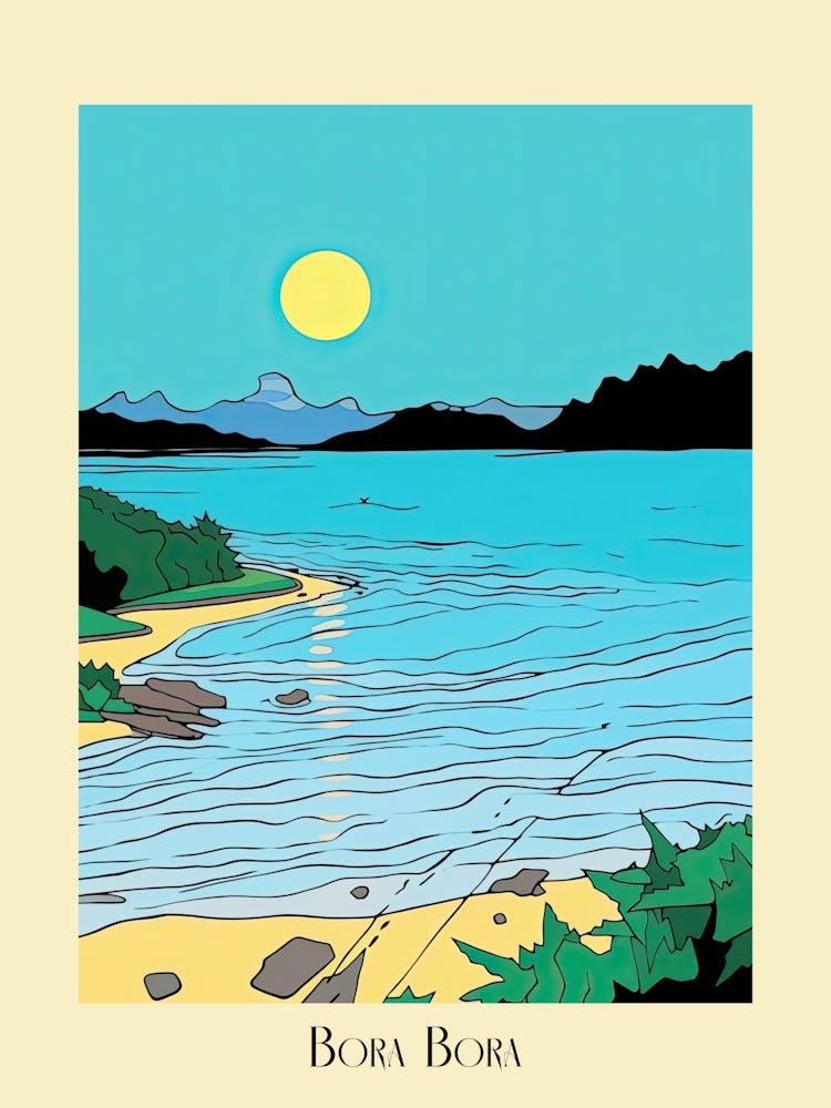 Poster im Minimaldesign-Stil von Bora Bora Französisch-Polynesien 1