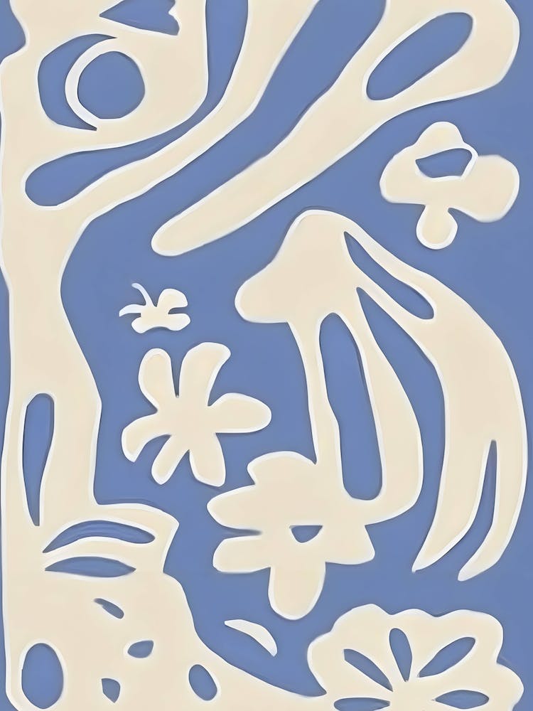 Blue And White Abstract Floral