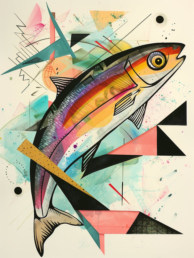 Salmon sardines art prints