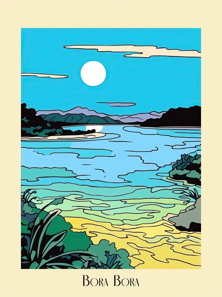 Poster Of Minimal Design Style Of Bora Bora French, Polynesia 2