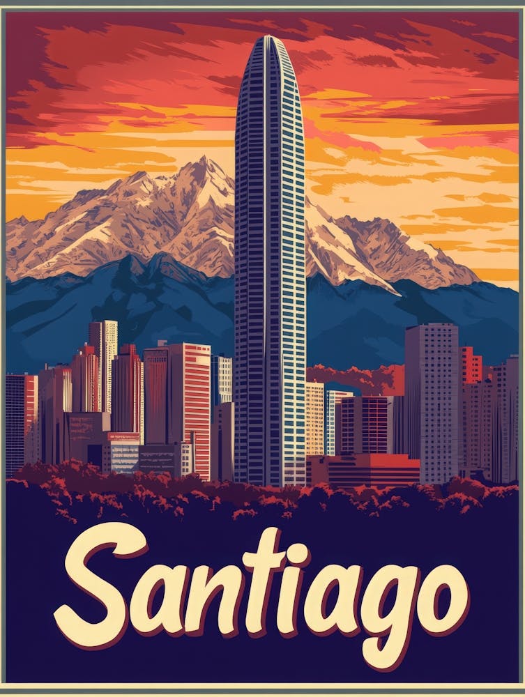 Aihrgdesign A Vintage Travel Poster Of Santiago 3