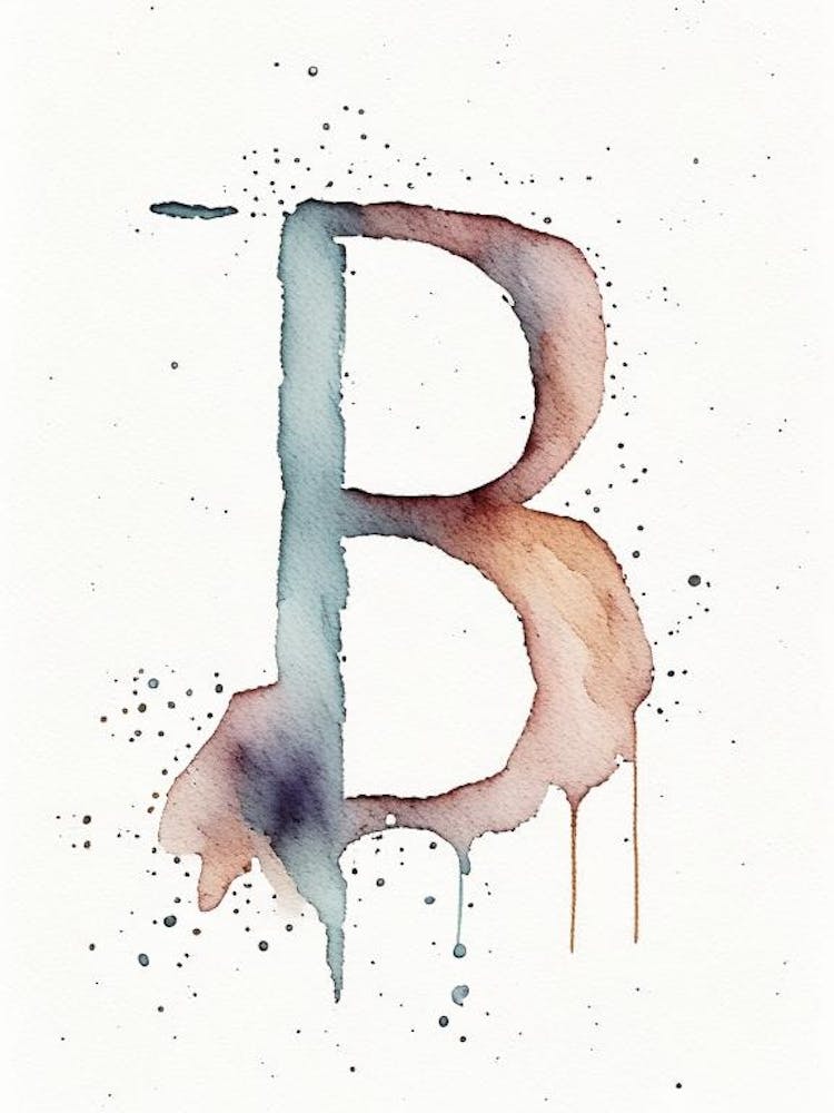 B, Letter, Alphabet Minimalist Watercolour 7