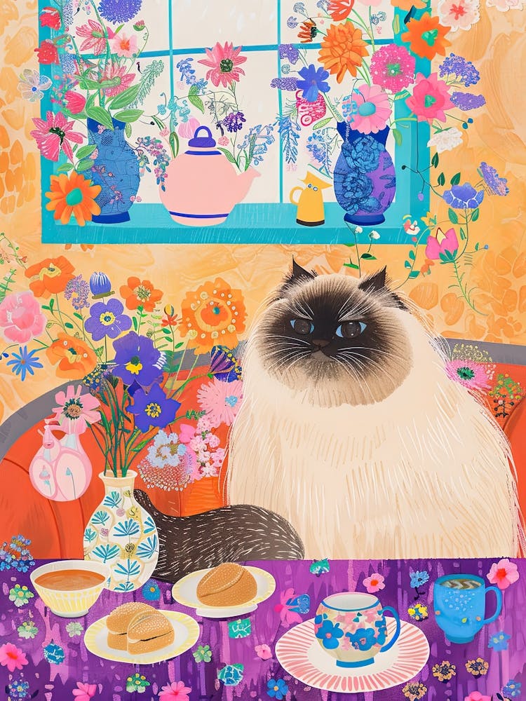 Tea Time With A Himalayan Cat 1