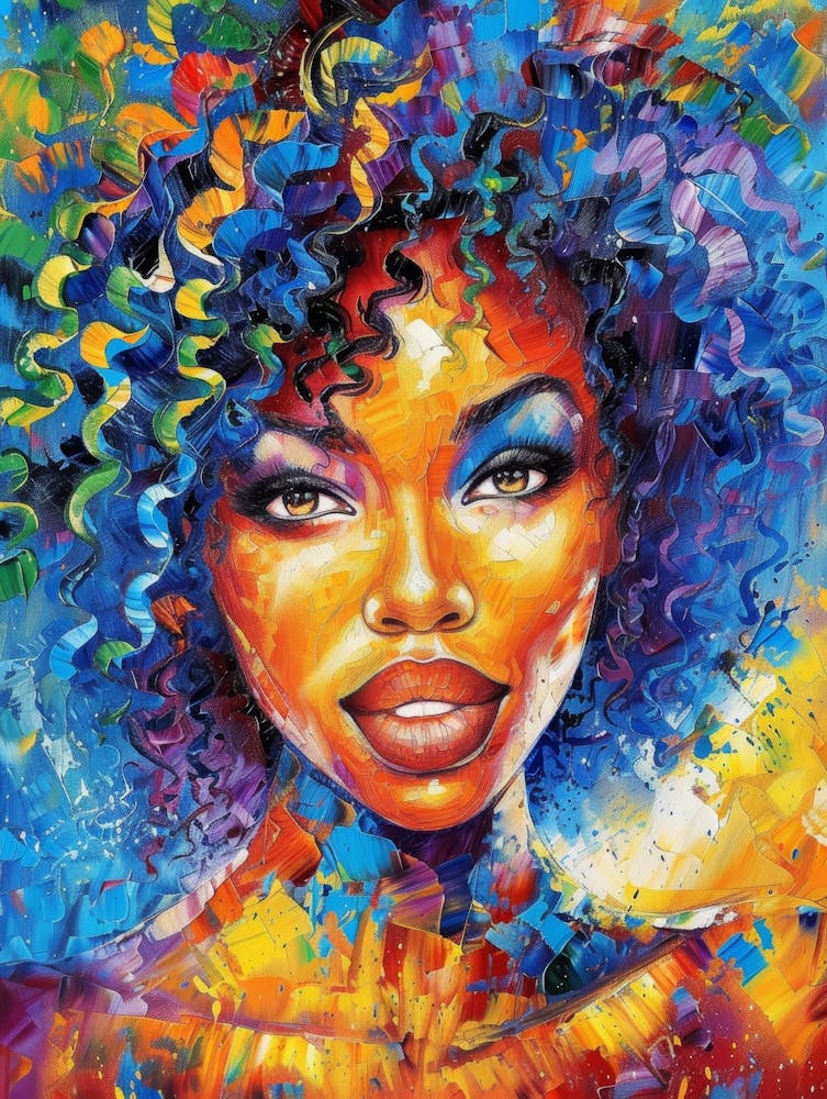 African Woman With Colorful Hair