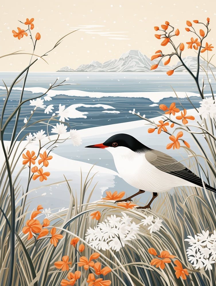 Sterne pierregarin 1 - Peinture d'Oiseau d'Hiver