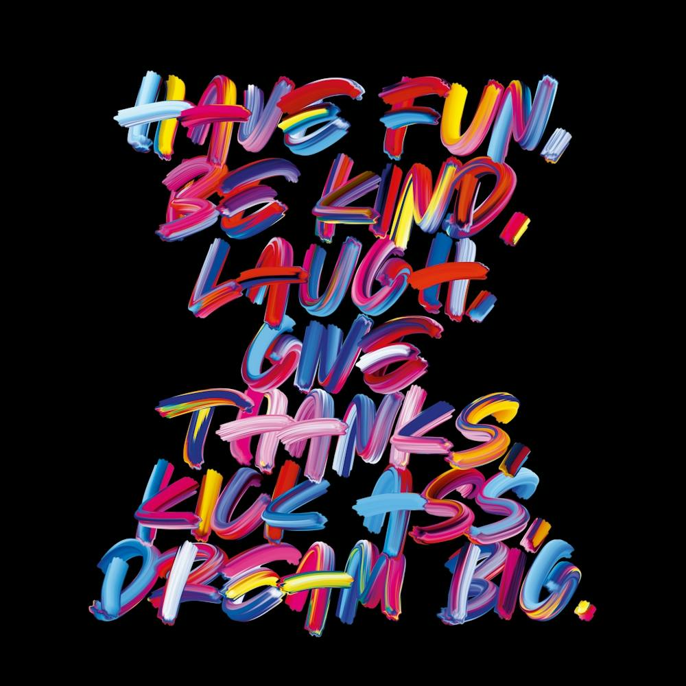 Colourful Graffiti Type Dream Big Poster In Black Square