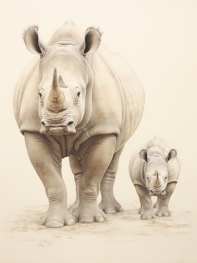 Two Rhinos Walking