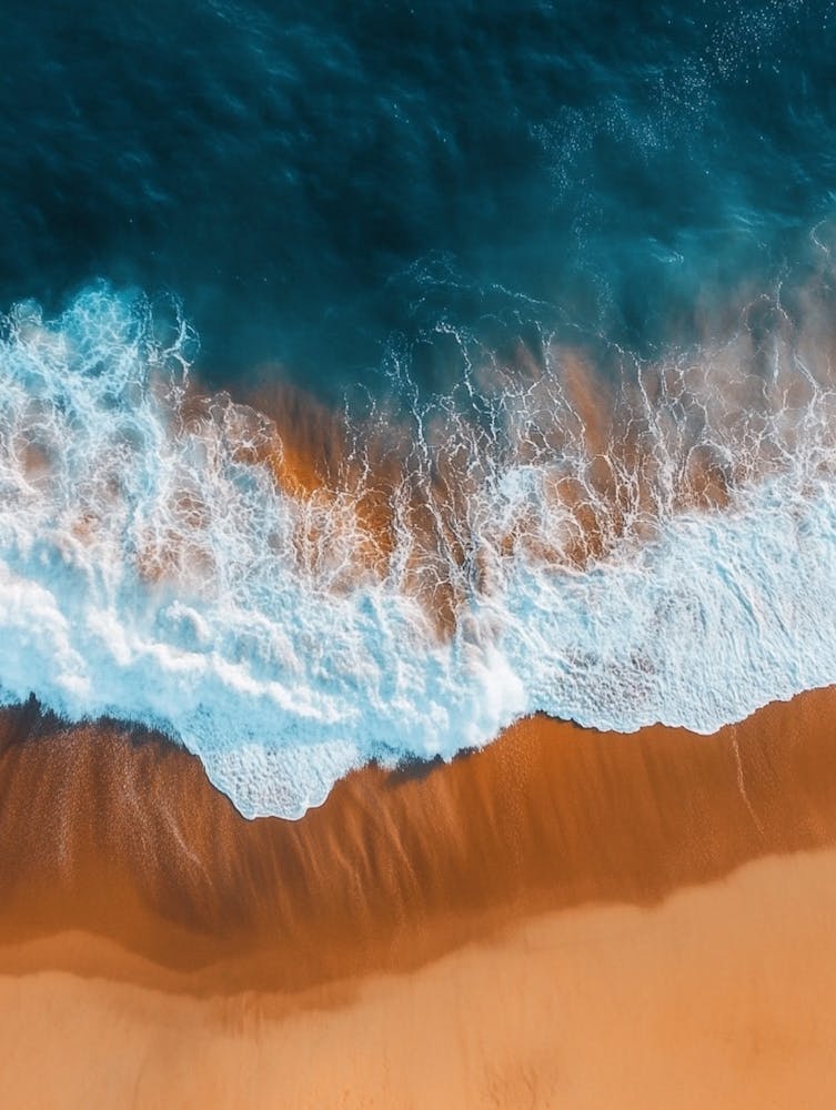Aerial View Of A Beach With Waves 1