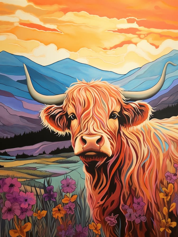 Patchwork Illustration Of A Highland Cow 2