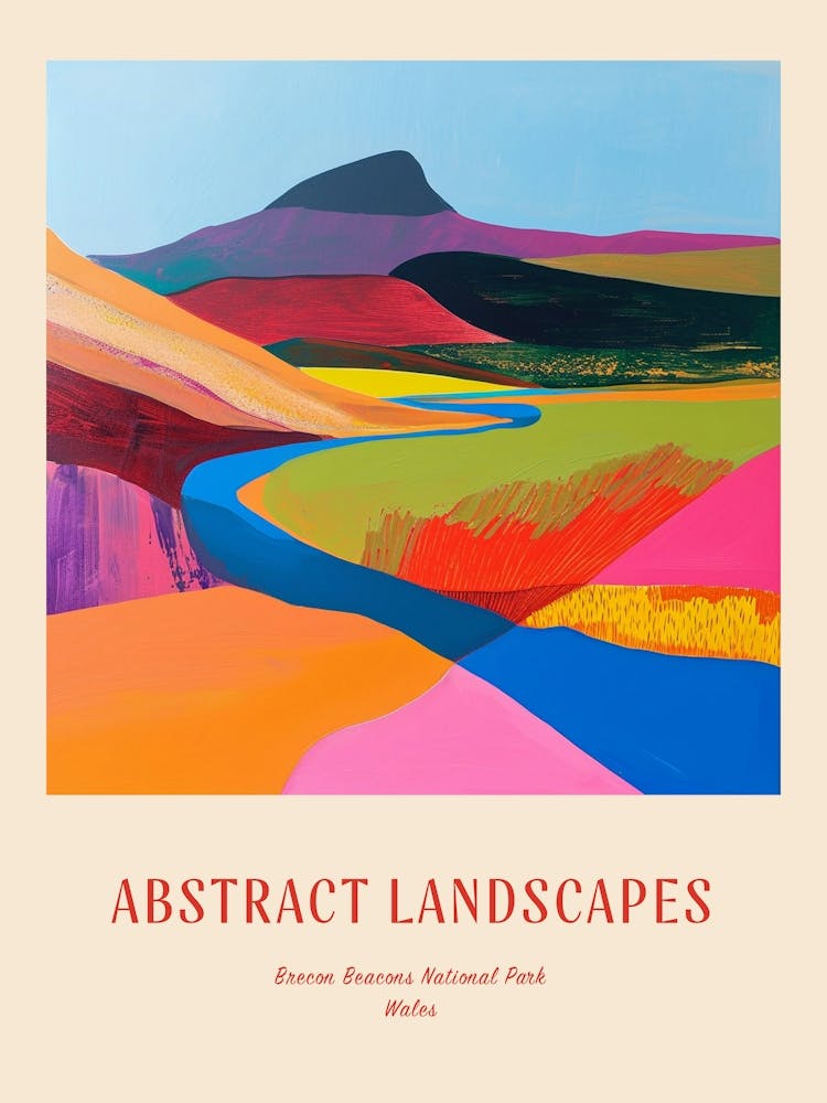 Colourful Abstract Brecon Beacons National Park Wales 2 Poster