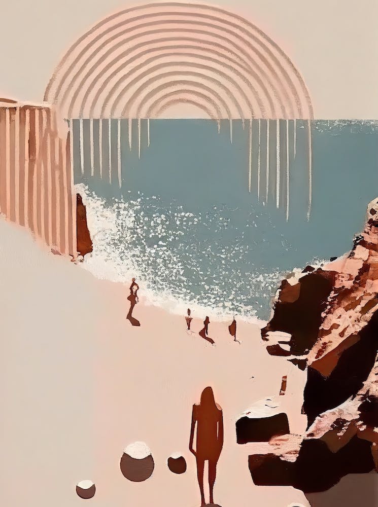 People And Cliffs - Abstract Minimal Boho Beach