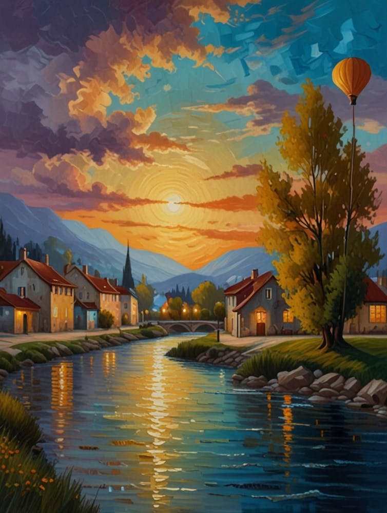 Moon Oil Painting Original Enchanting Night Sky And Cloud Art Signed Small Oil Painting Of Night Landscape (4)