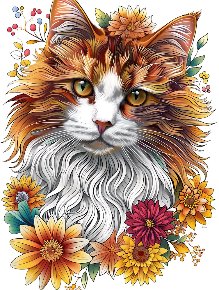 Cat With Flowers 7