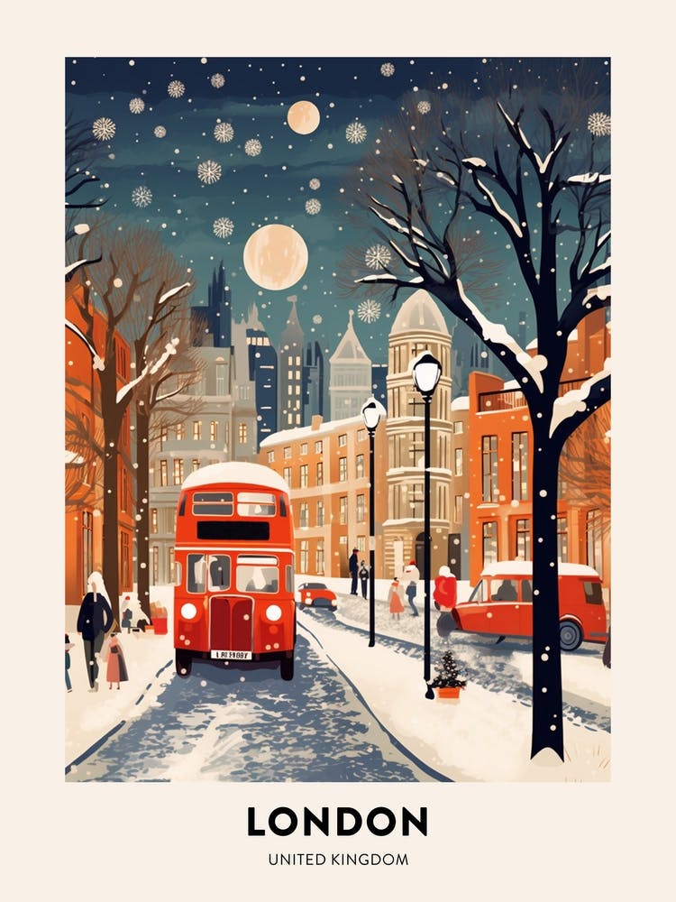 Winter Night  Travel Poster London United Kingdom 6