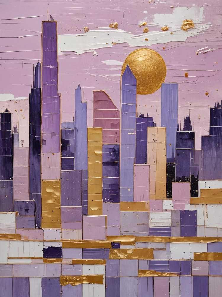 Abstract Purple City Skyline no4