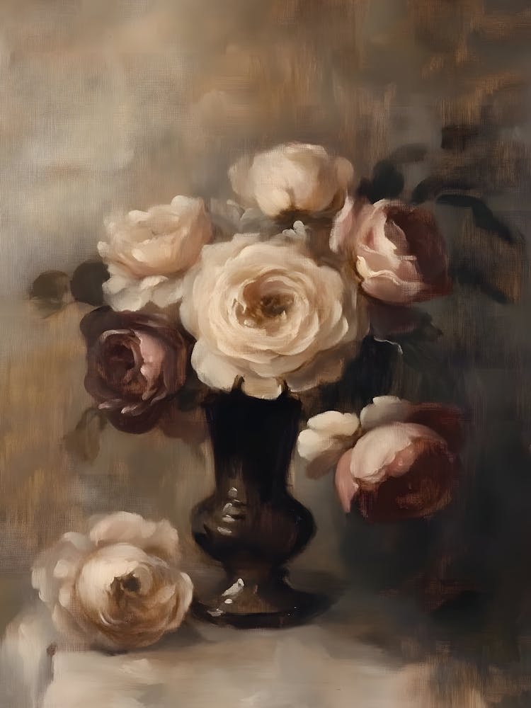 Vintage Flower Roses In A Vase 5