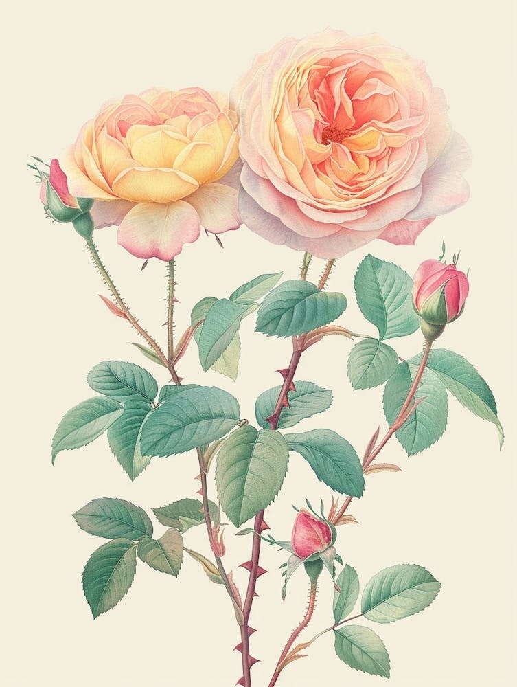 English Roses Painting Sketch Style 1