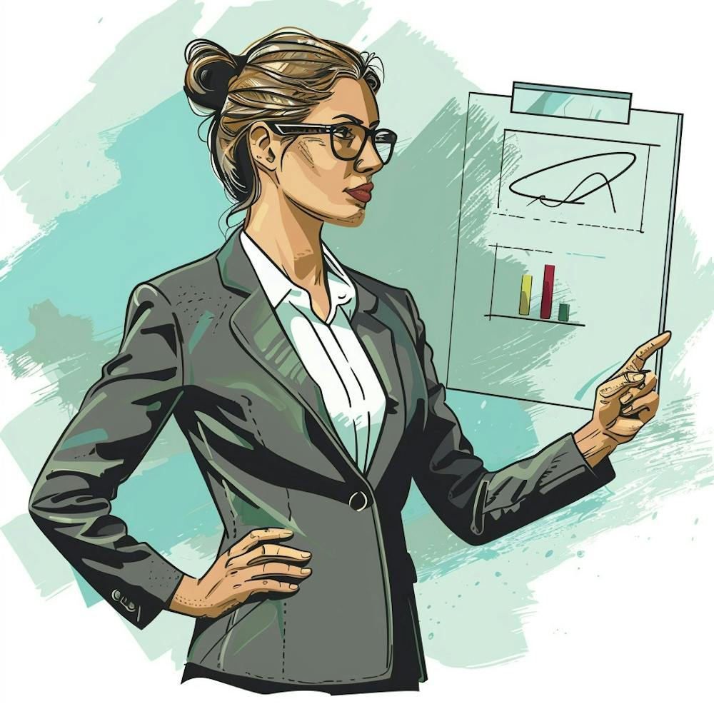 Businesswoman Pointing At A Chart