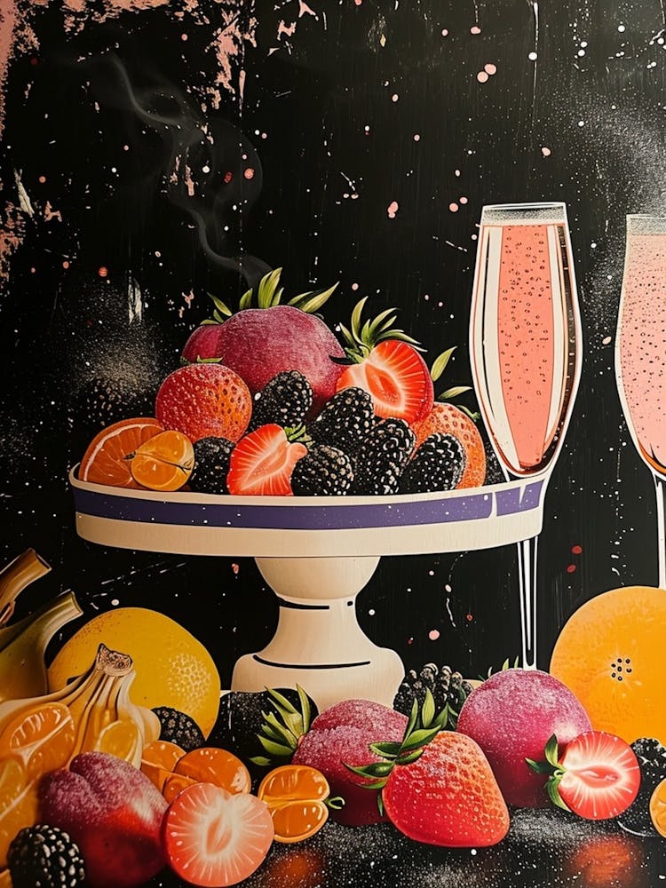 Prosecco & Fruit Art Deco 2