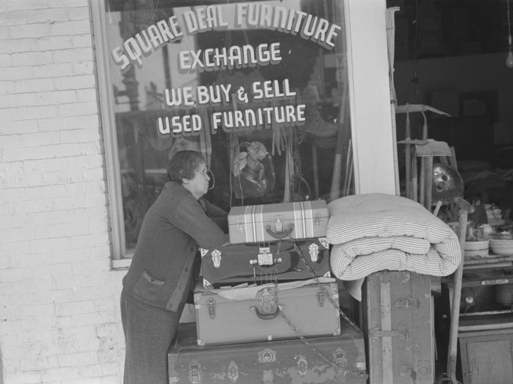 Woman In Front Of Secondhand Furniture Store, San Antonio, Texas By Russell Lee