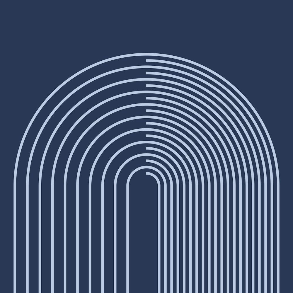 Abstract Geometric Lines 11 In Midnight Blue (Rainbow Abstraction) 02