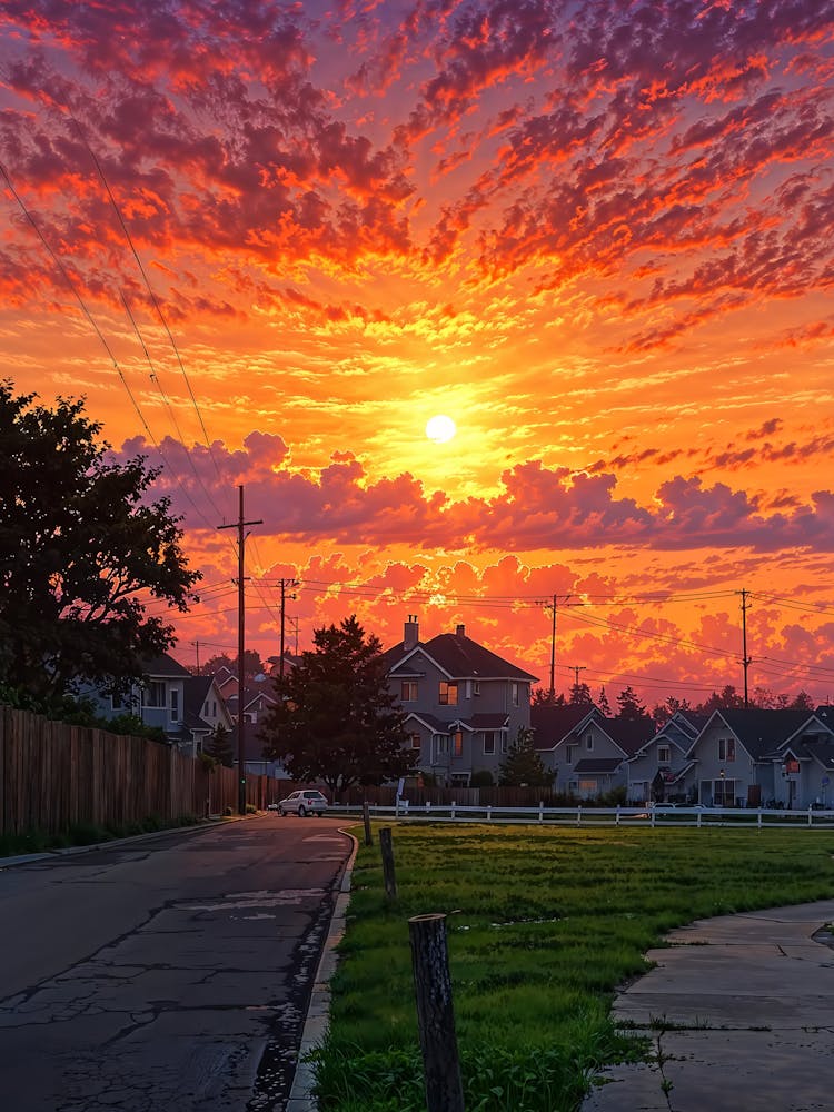 Sunset Over A Neighborhood