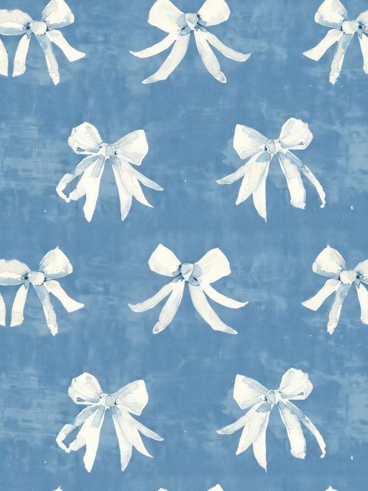 White And Blue Bows 4 Pattern