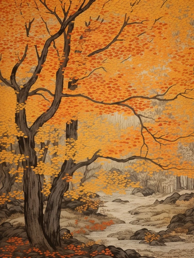 Katsura 2 Vintage Autumn Tree Print 