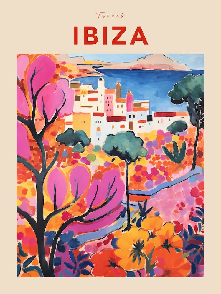 Ibiza Spain 4 Fauvist Travel Poster