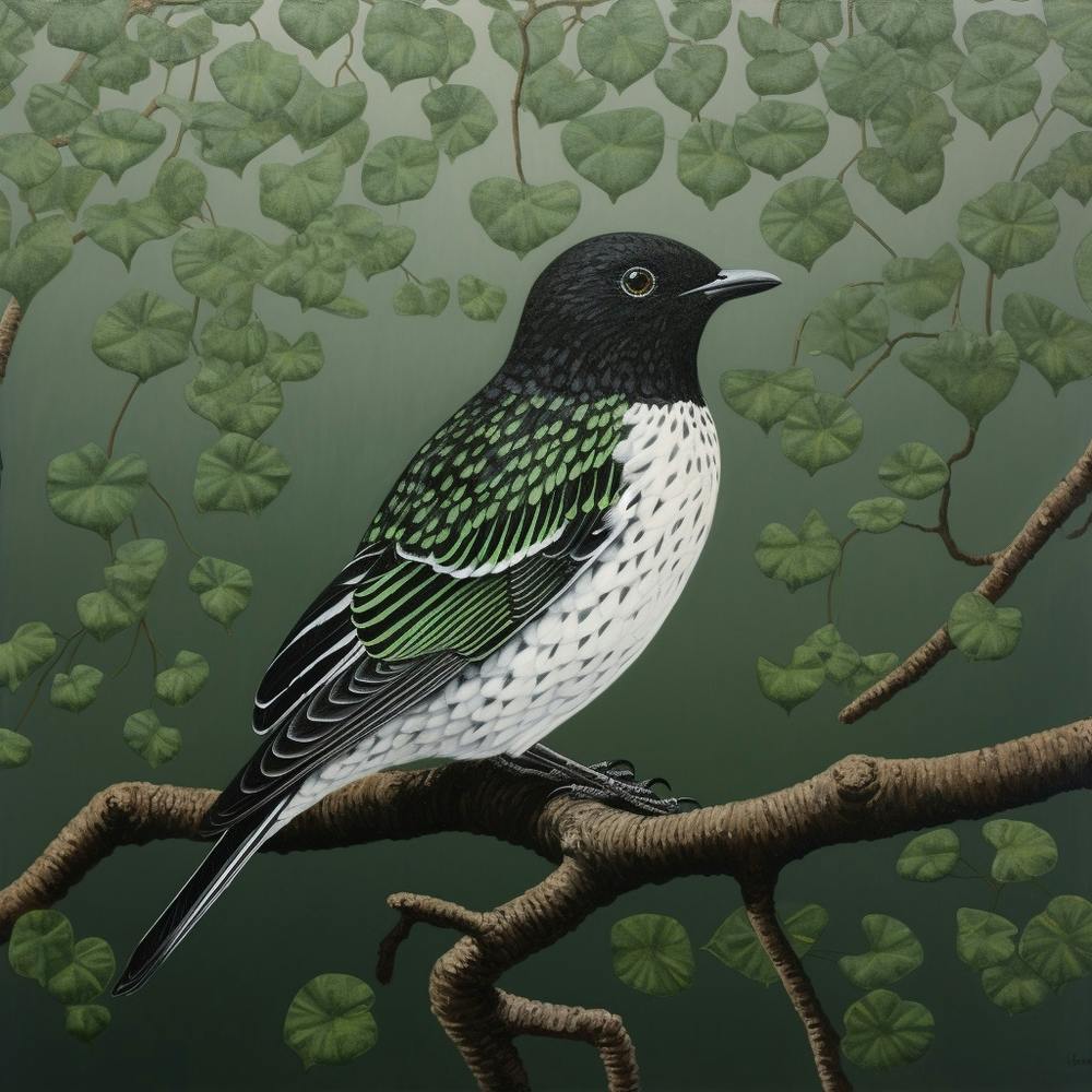 Ohara Koson Inspired Bird Painting Robin 2 Square