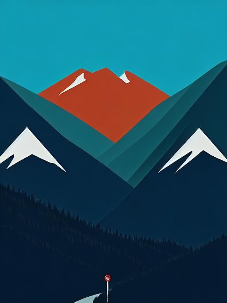 Laax, Switzerland Modern Illustration Skiing Poster