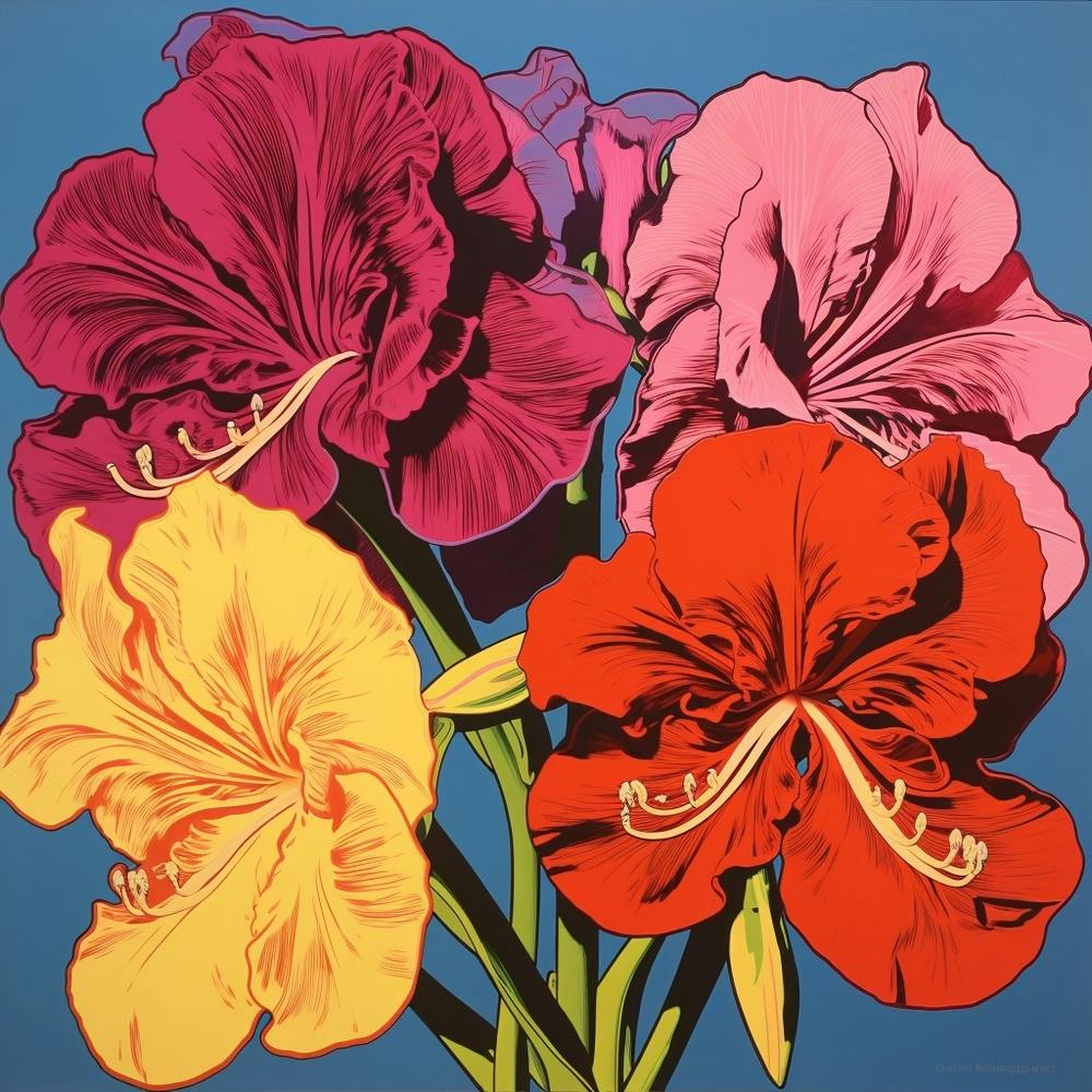 Amaryllis 1 Pop Art Illustration Square