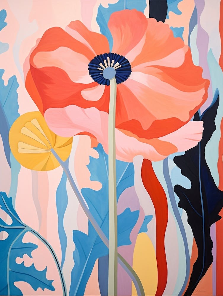 Poppy 1 Hilma Af Klint Inspired Pastel Flower Painting