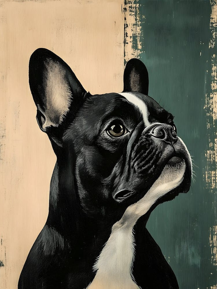 Minimal Frenchie With Blue Background 3