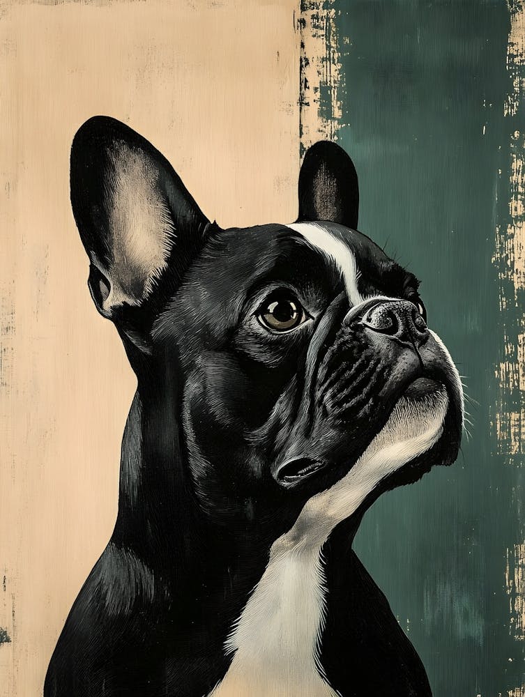 Minimal Frenchie With Blue Background 3