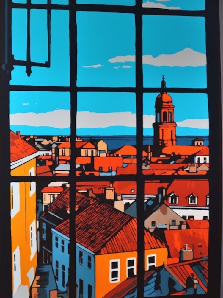 Window View Of Copenhagen Denmark In The Style Of Pop Art 1