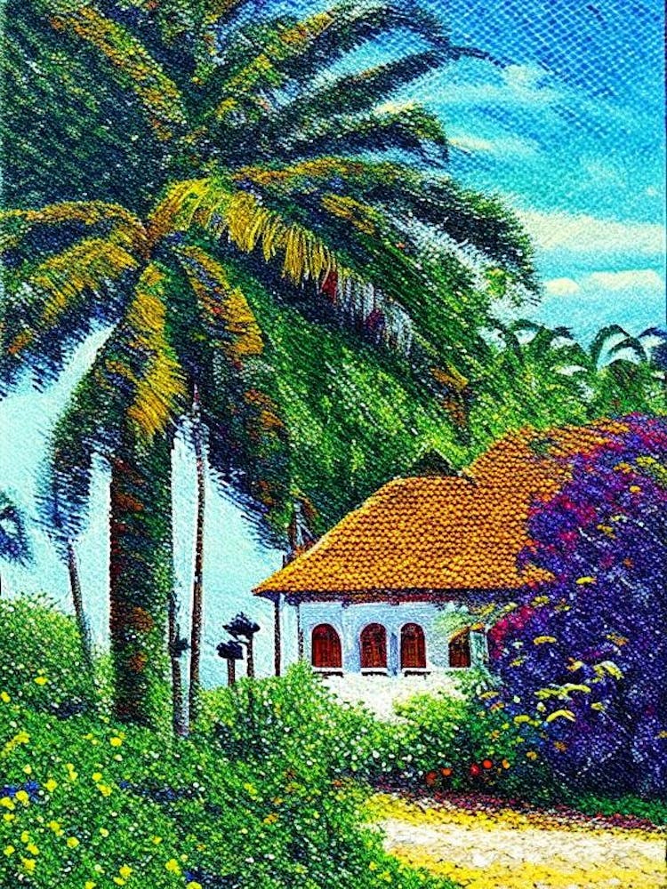 Trancoso Brazil Pointillism Style Tropical Destination