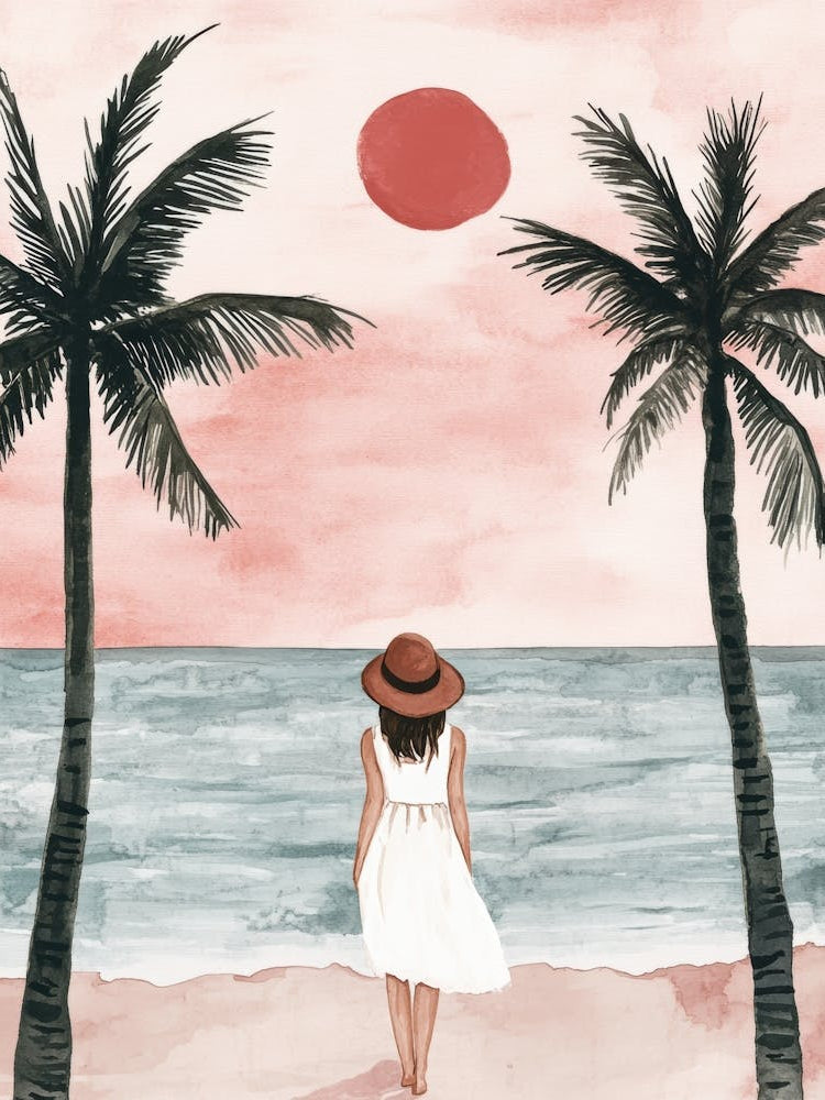 Woman Walking On The Beach 8