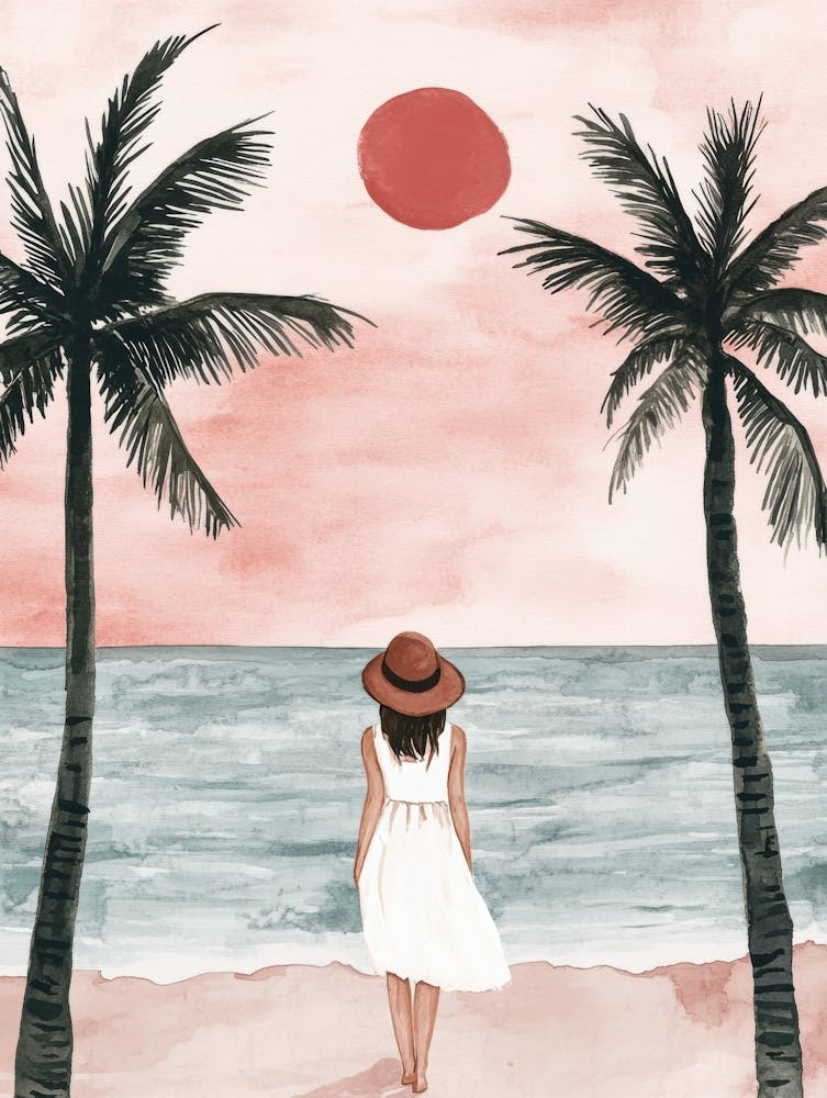 Woman Walking On The Beach 8