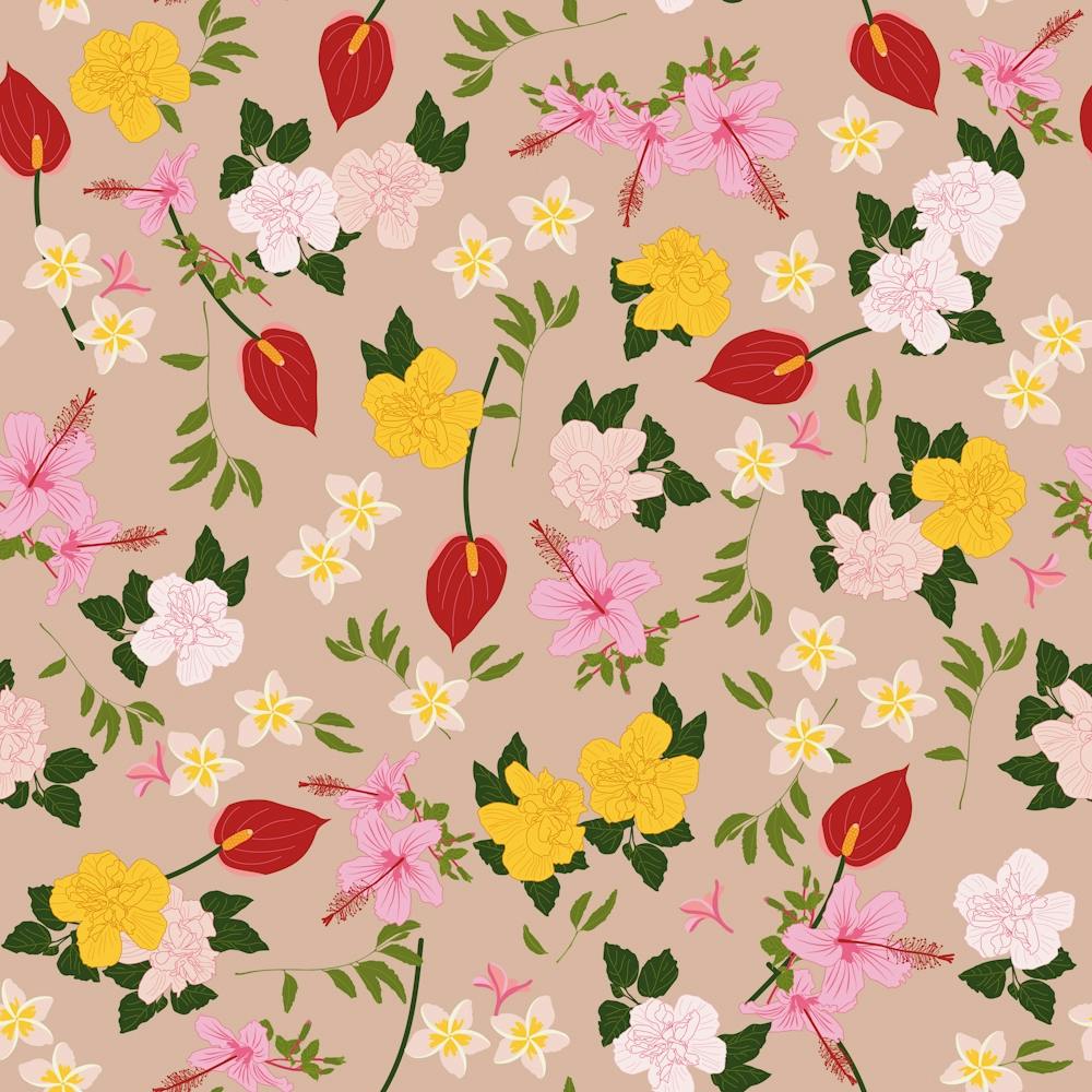 Tropical bouquet on beige