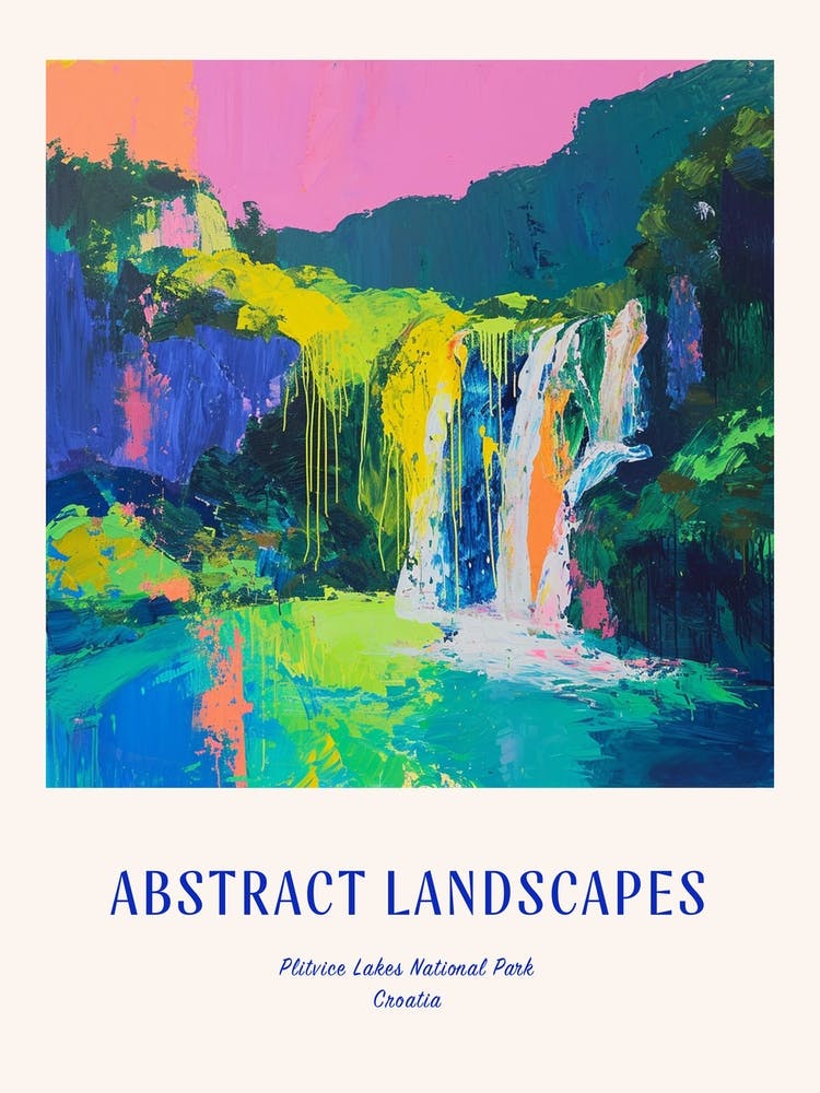 Colourful Abstract Plitvice Lakes National Park Croatia 5 Poster Blue