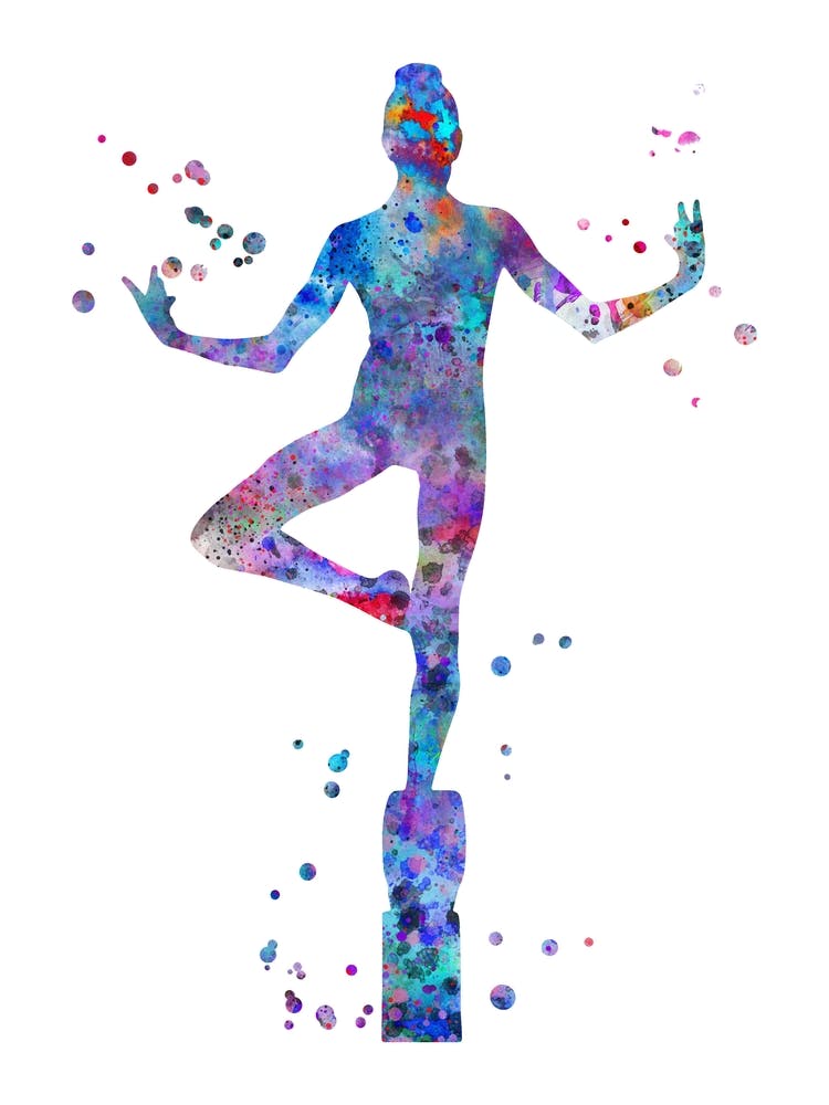 Gymnast On Balance Beam Watercolor