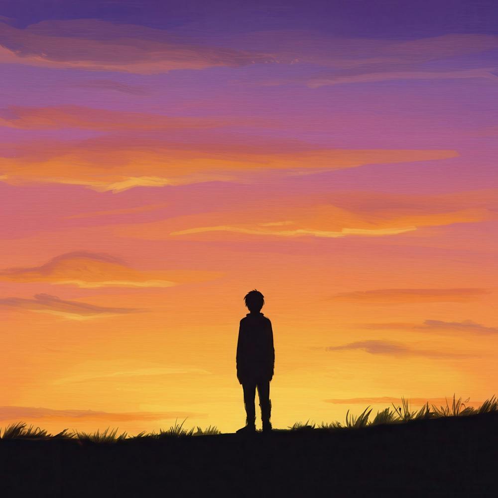 Silhouette Of A Man At Sunset