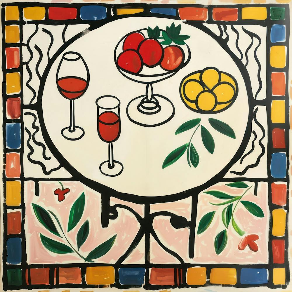Wein mit Freunden Matisse Stil 7